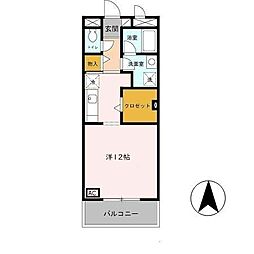 フィオーレ北条 1Kの間取図画像