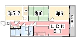 パークサイド・ナガイ 3LDKの間取図画像