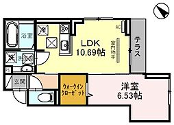ボナールゲート 1LDKの間取図画像