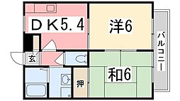 パセオ構 2DKの間取図画像