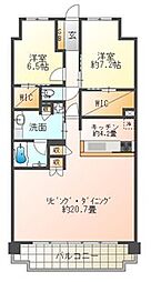 ローレルコート姫路大手前通り 2LDKの間取図画像