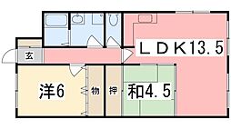 レイクサイドヴィラ姫路E棟 2LDKの間取図画像