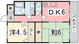 メイプルタウン 2DKの間取図画像