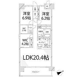 キャッスルコート神田町 2LDKの間取図画像