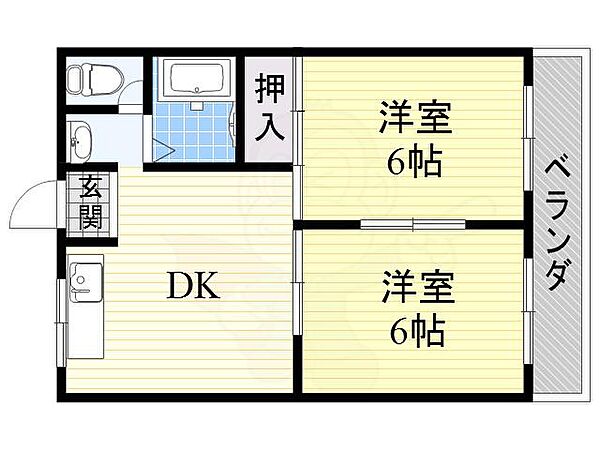 大阪府高槻市栄町３丁目(賃貸マンション2DK・4階・40.50㎡)の写真 その2