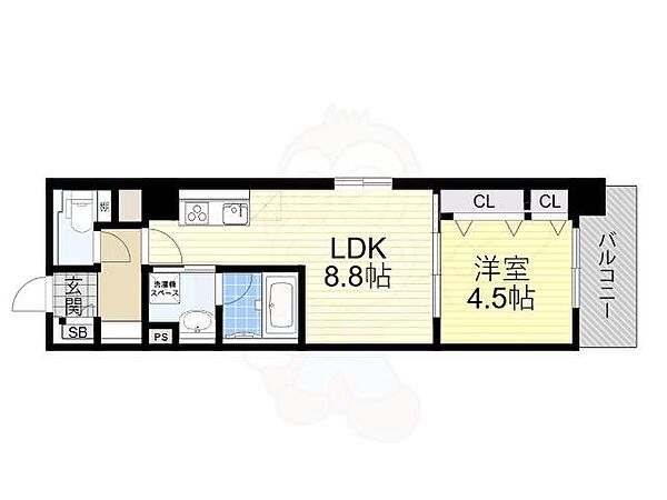 大阪府高槻市今城町(賃貸マンション1LDK・4階・34.96㎡)の写真 その2