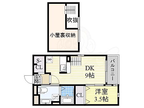 大阪府高槻市如是町(賃貸アパート1LDK・2階・33.34㎡)の写真 その2