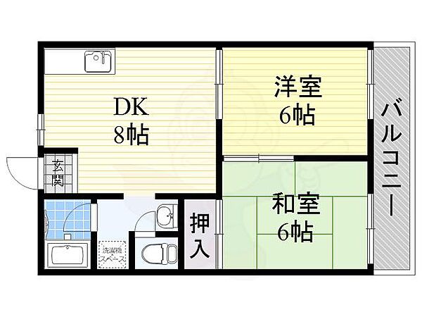 大阪府高槻市西真上２丁目(賃貸アパート2DK・2階・47.00㎡)の写真 その2