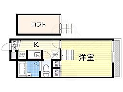 JR東海道・山陽本線 摂津富田駅 徒歩20分の賃貸アパート 1階1Kの間取り