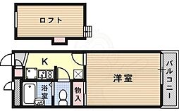 JR東海道・山陽本線 高槻駅 徒歩10分の賃貸マンション 3階1Kの間取り