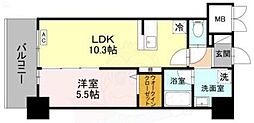 阪急京都本線 茨木市駅 徒歩7分の賃貸マンション 8階1LDKの間取り