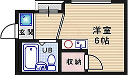 大池五番館 ワンルームの間取図画像