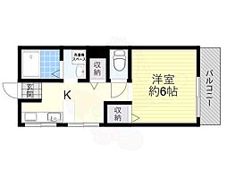 メゾン高槻 1Kの間取図画像