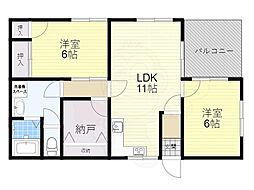 高槻ハイツ 2SLDKの間取図画像