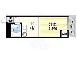 崎山ハイム 1Kの間取図画像