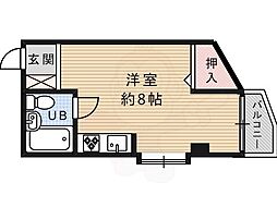 カナデアン2赤大路 ワンルームの間取図画像