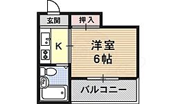 ル・サンキエ 1Kの間取図画像