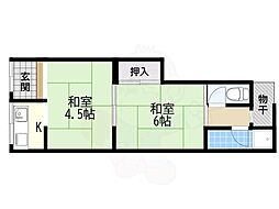 幸楽荘 2Kの間取図画像