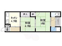 清水ハイツ 2DKの間取図画像
