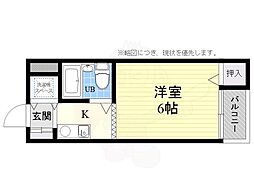 芥川グリーンハイツ 1Kの間取図画像