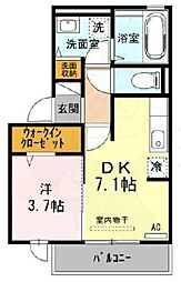 セジュール・マルシェ 1DKの間取図画像