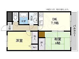 アトレーユ日吉台 2DKの間取図画像