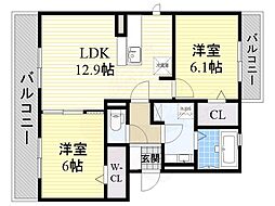 ディライト 2LDKの間取図画像
