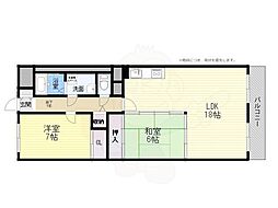 サンコーポ高槻ことぶき 2LDKの間取図画像