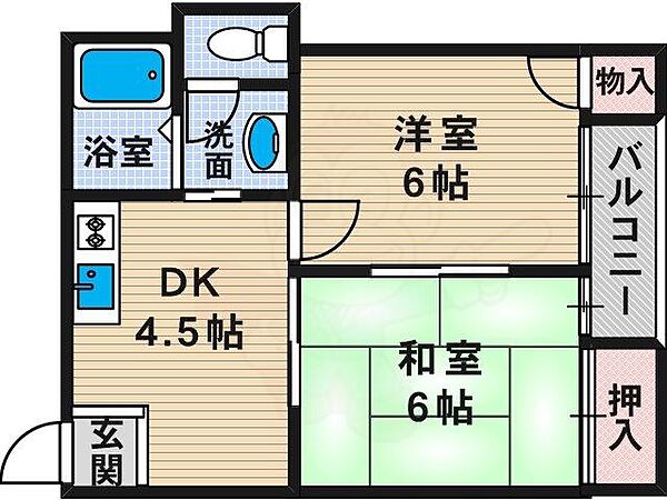 ベルコーポ美嶋 302｜大阪府大阪市住吉区苅田３丁目(賃貸マンション2DK・3階・38.00㎡)の写真 その2