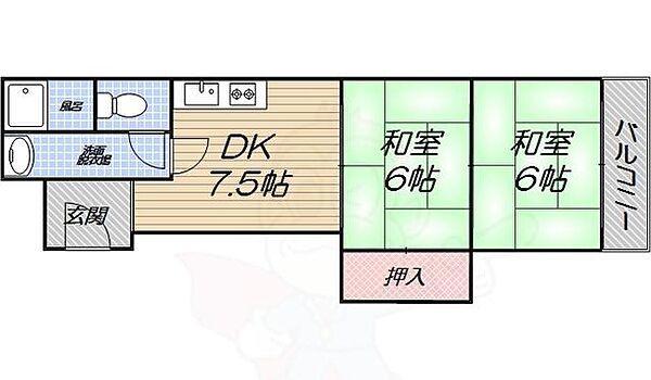 サンライズはやし 402｜大阪府大阪市阿倍野区長池町(賃貸マンション2DK・4階・43.00㎡)の写真 その2