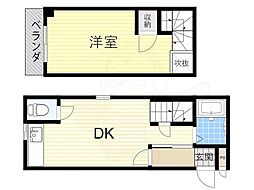 エクラ東住吉2 1DKの間取図画像