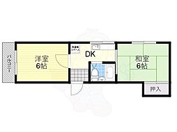 キャトルメゾン我孫子 2DKの間取図画像