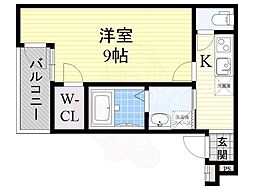 フジパレス住吉沢之町3番館 1階1Kの間取り