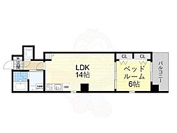 大阪市阿倍野区阪南町1丁目マンション 1LDKの間取図画像