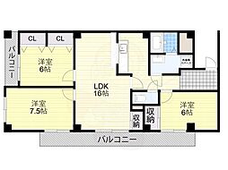 オリオノハイム2 3LDKの間取図画像
