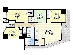 カスタリア阿倍野 4LDKの間取図画像
