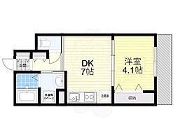 大阪市東住吉区住道矢田5丁目マンション 1DKの間取図画像