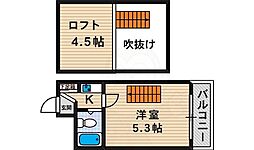 サンハイツ文の里 1Kの間取図画像