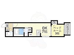 ハーモニーテラス杭全II 1DKの間取図画像