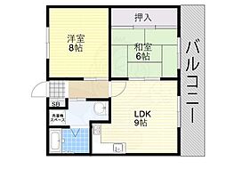 ドミール万代東 2DKの間取図画像