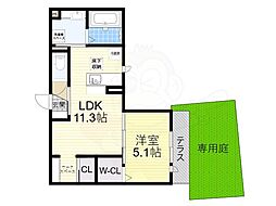 レイメゾン住吉大社 1LDKの間取図画像