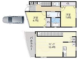 ヴィラ晴明丘 2LDKの間取図画像
