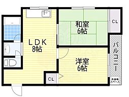 メゾン住吉 2LDKの間取図画像