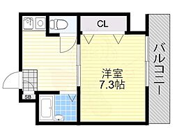 メロディーハイム美章園 1Kの間取図画像