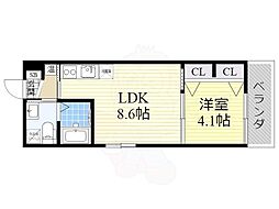 FメゾンFINO 1LDKの間取図画像