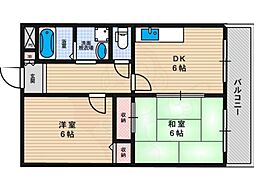 KYハイツ 2DKの間取図画像