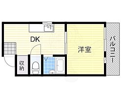 サンプラザ照ケ丘A棟 1DKの間取図画像