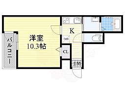 フジパレス遠里小野2番館 1Kの間取図画像
