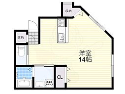 メゾンユタカ ワンルームの間取図画像