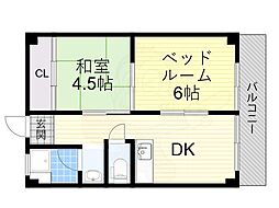 カツタビルディング1号館 2DKの間取図画像